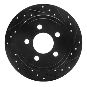 Jeep Wrangler Brake Rotor (1) - Rear Right - R1 Concepts - Drilled & Slotted - Black - `03-`07